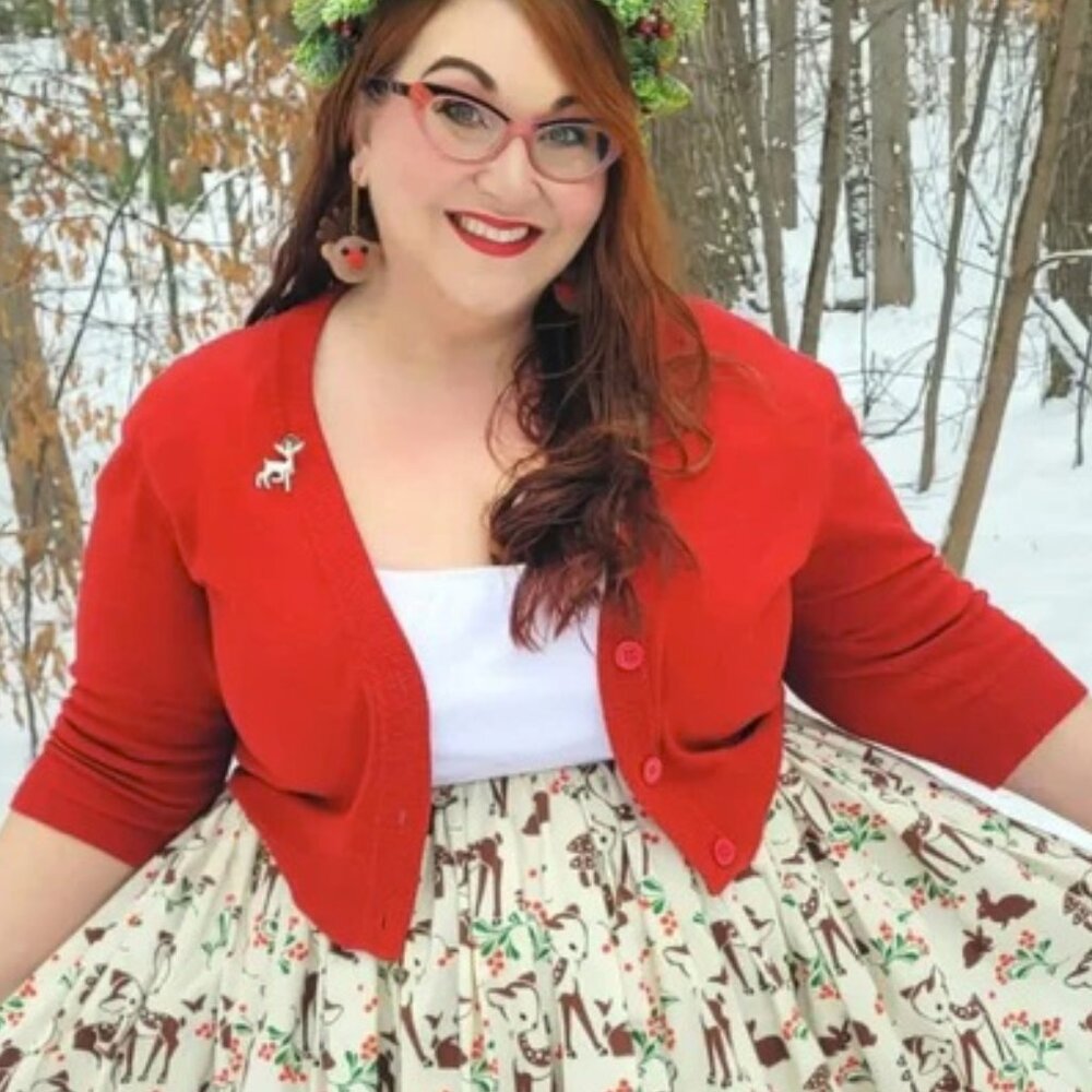 4XL New Unworn Mak Red Retro Cropped 3/4 Sleeve Cardigan ModCloth